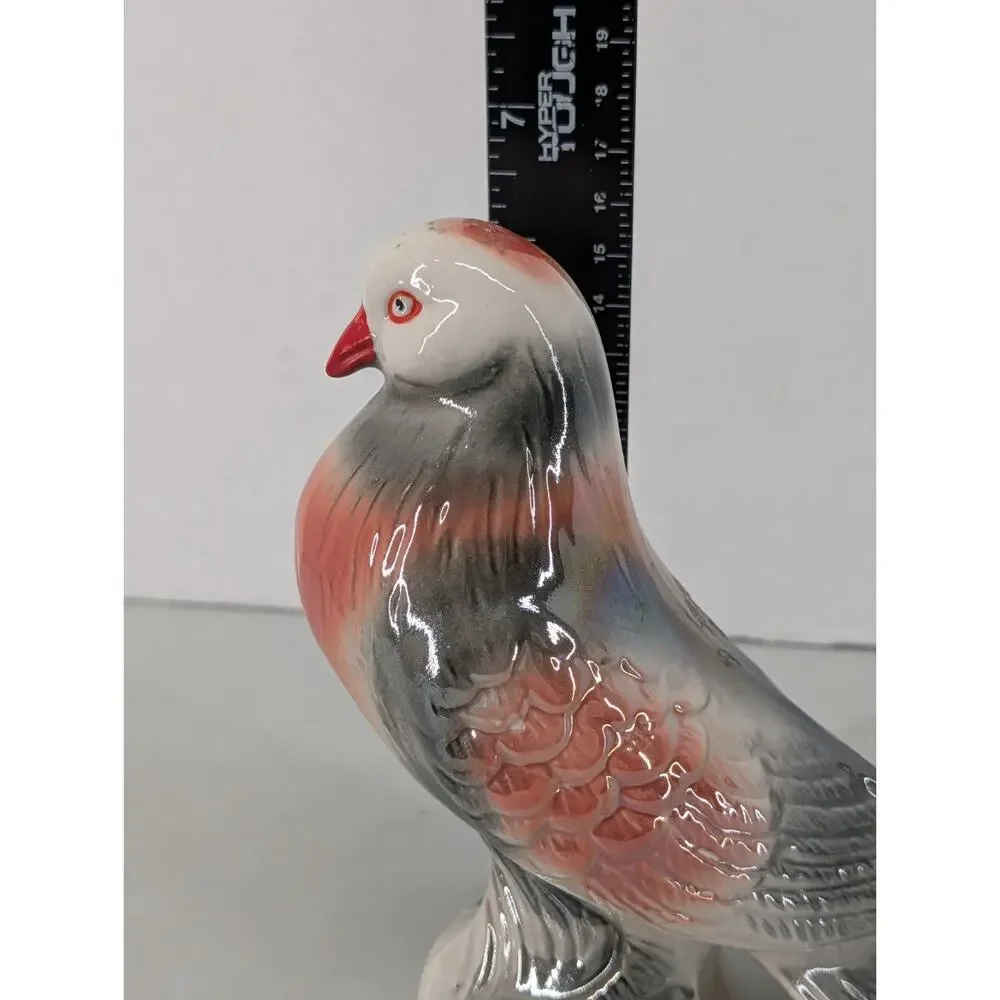 Vtg. 1950's Pigeon Dove Bird ceramic figure IRIDESCENT LUSTERWARE glazed BRAZIL